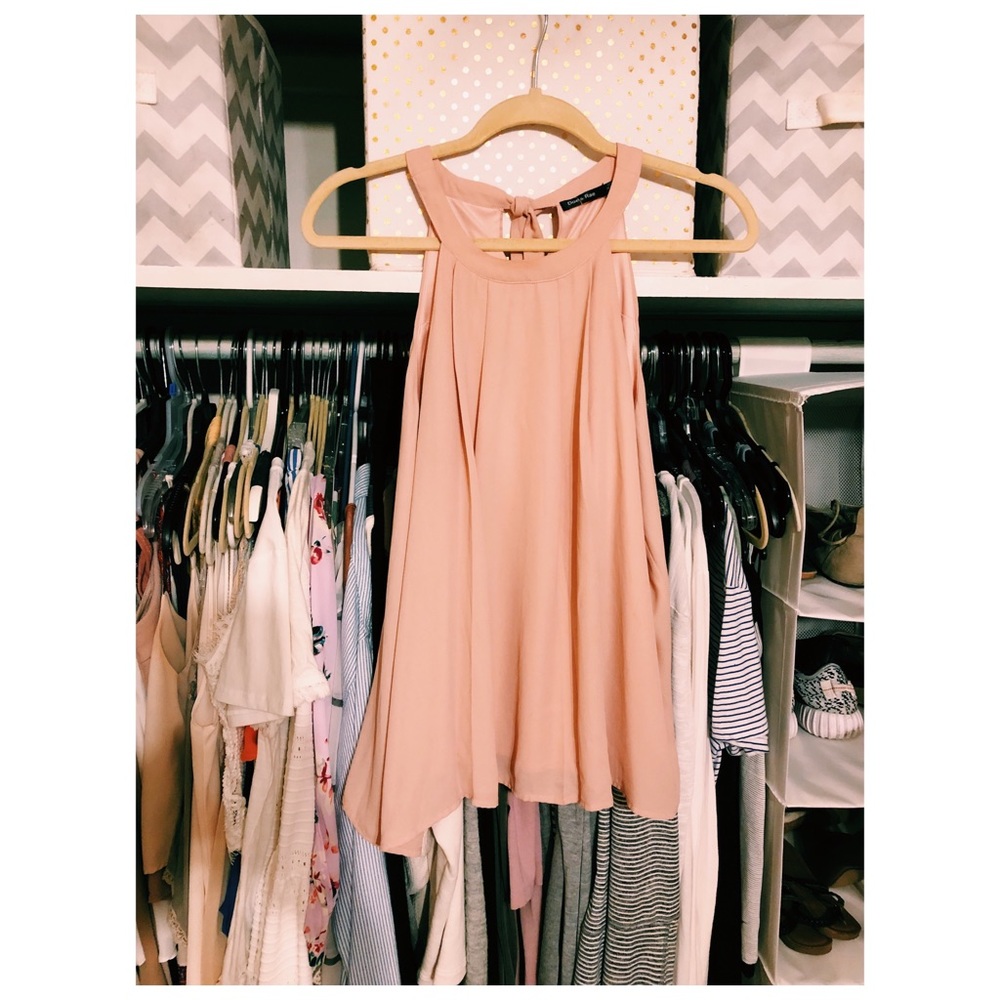 Pink Tie back neck blouse